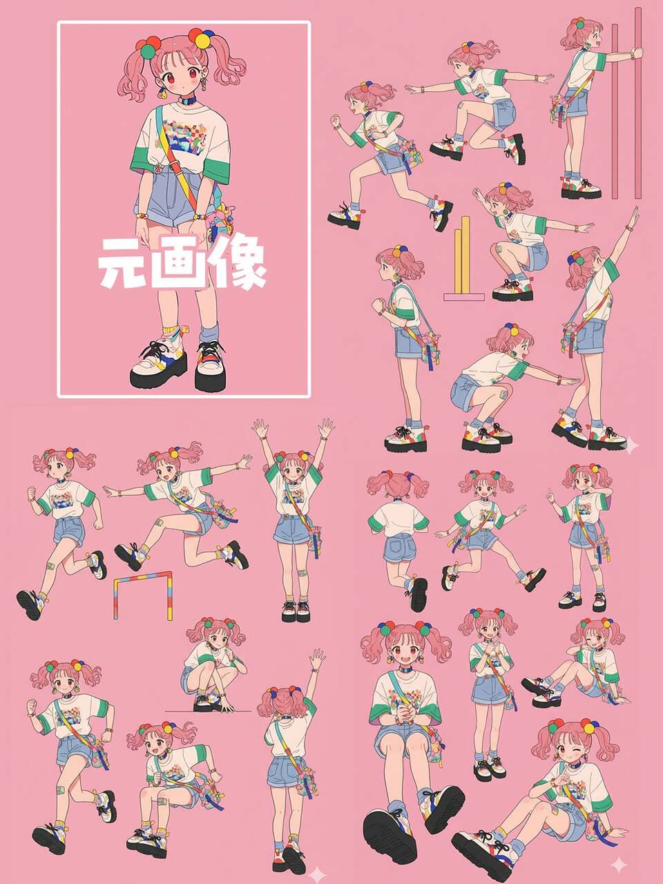 Geração de Poses Múltiplas de Personagens — Generated result