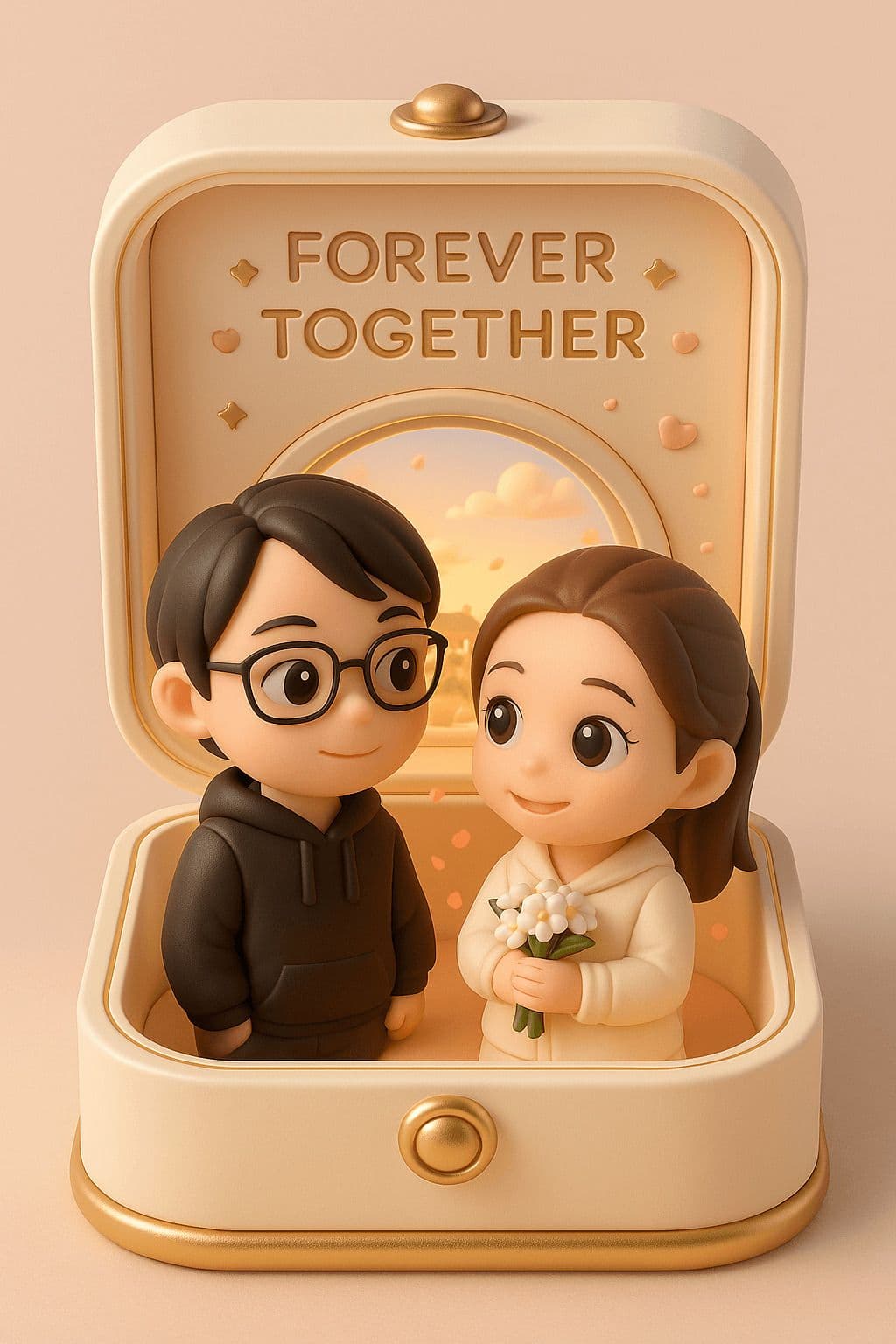 Ornement de boîte à bijoux en couple 3D — Generated result