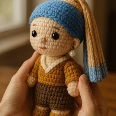 Niedliche warme gestrickte Puppe - Output