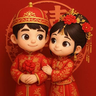 3D Q-Style Chinesisches Hochzeitsporträt - Output