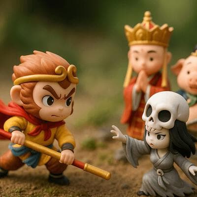 Miniatur-Diorama (Sun Wukong gegen den Weißen Knochengeist) - Input