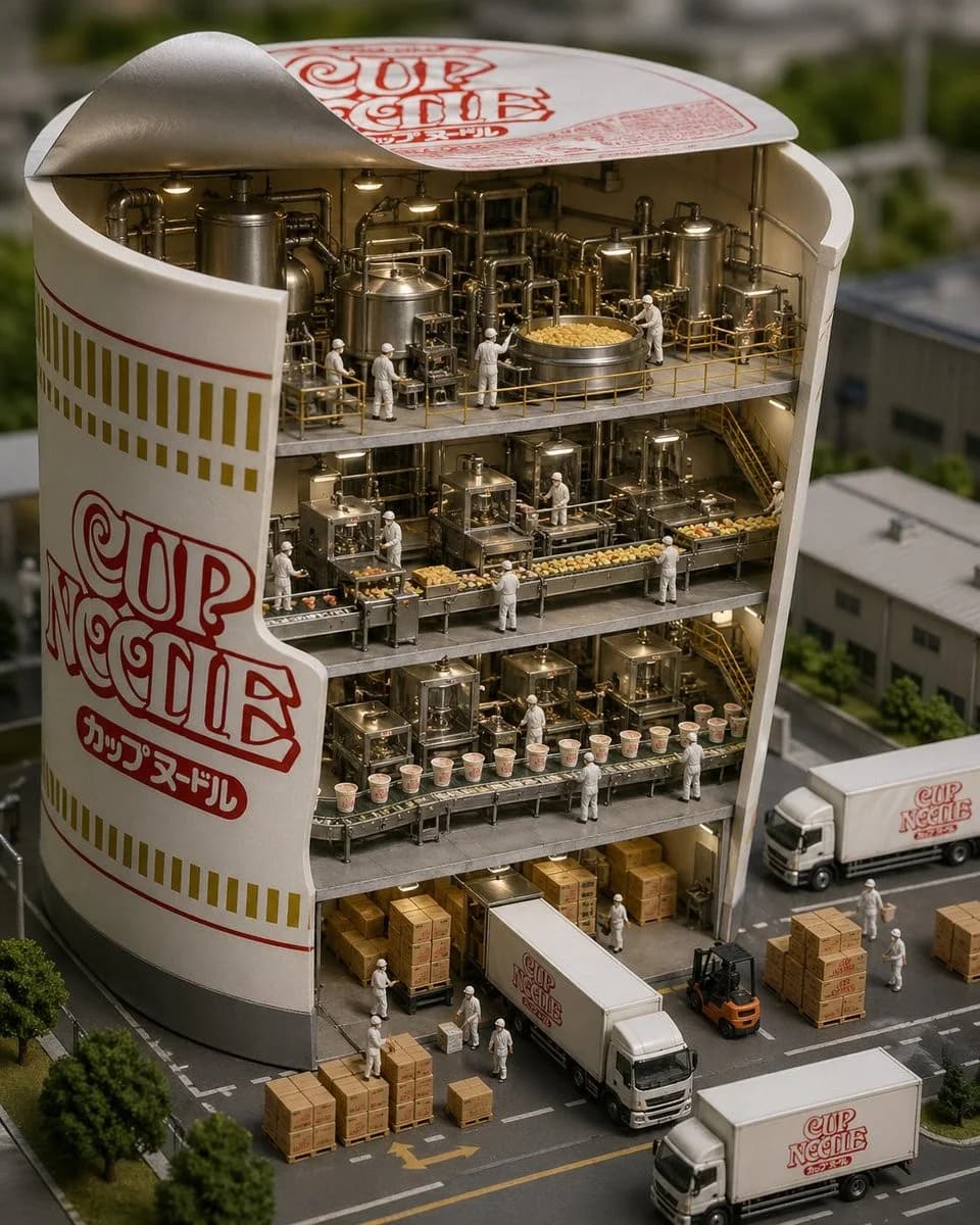 مقطع عرضي لمصنع Cup Noodle — Generated result