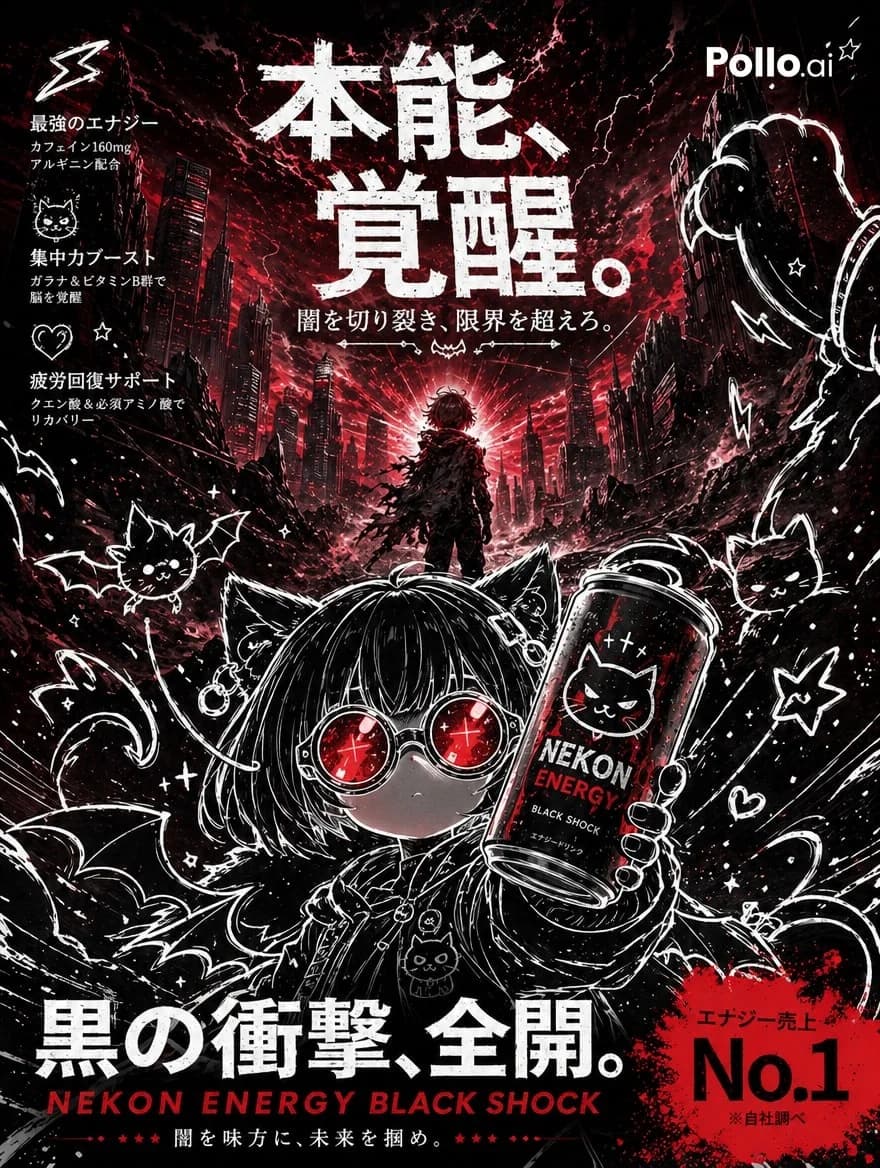 Dunkles Energy-Drink-Poster — Generated result