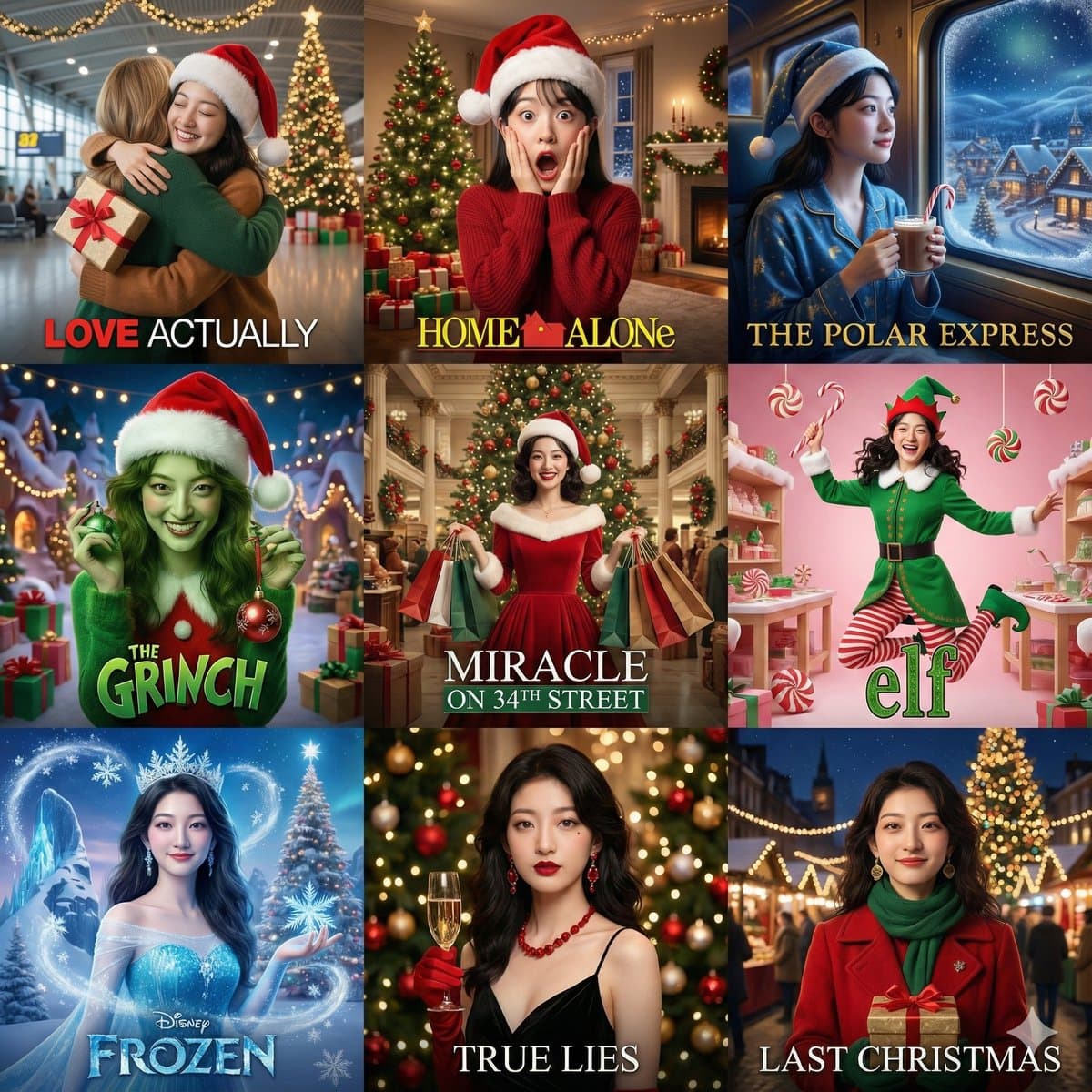 Person in 9 weihnachtlichen Filmszenen — Generated result