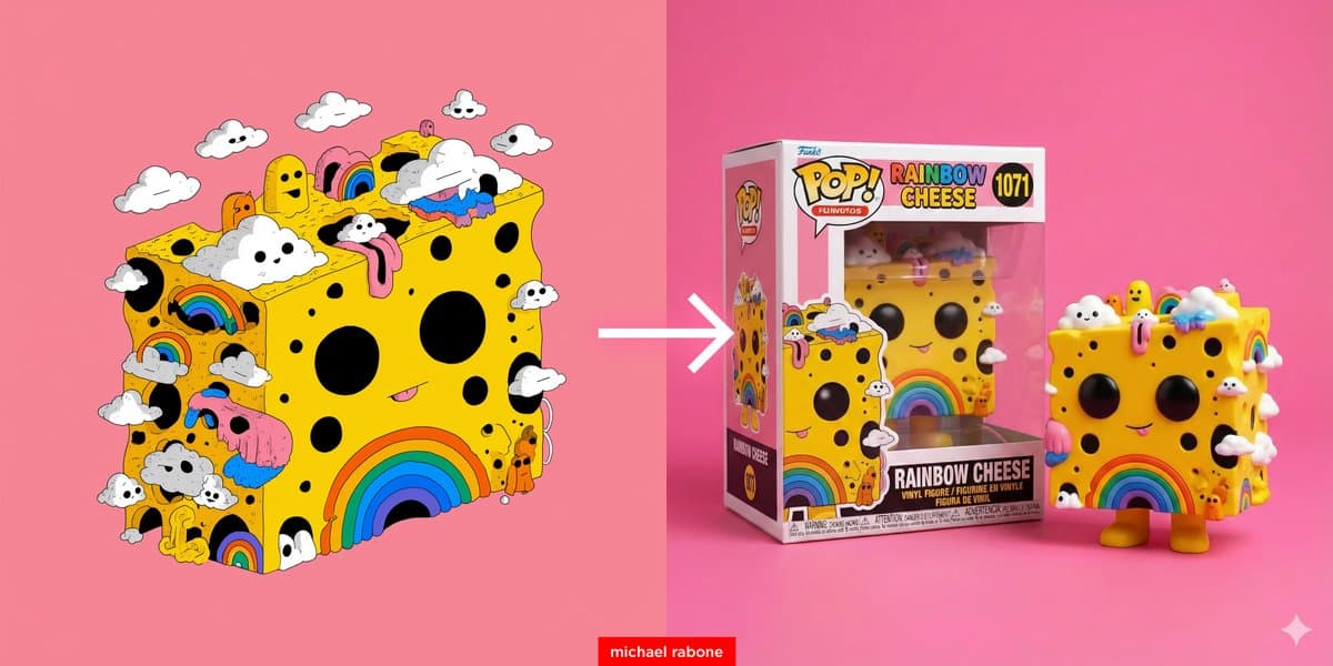 Cartoon-Zeichnungen, die in Funko Pop Vinylfiguren verwandelt wurden — Generated result