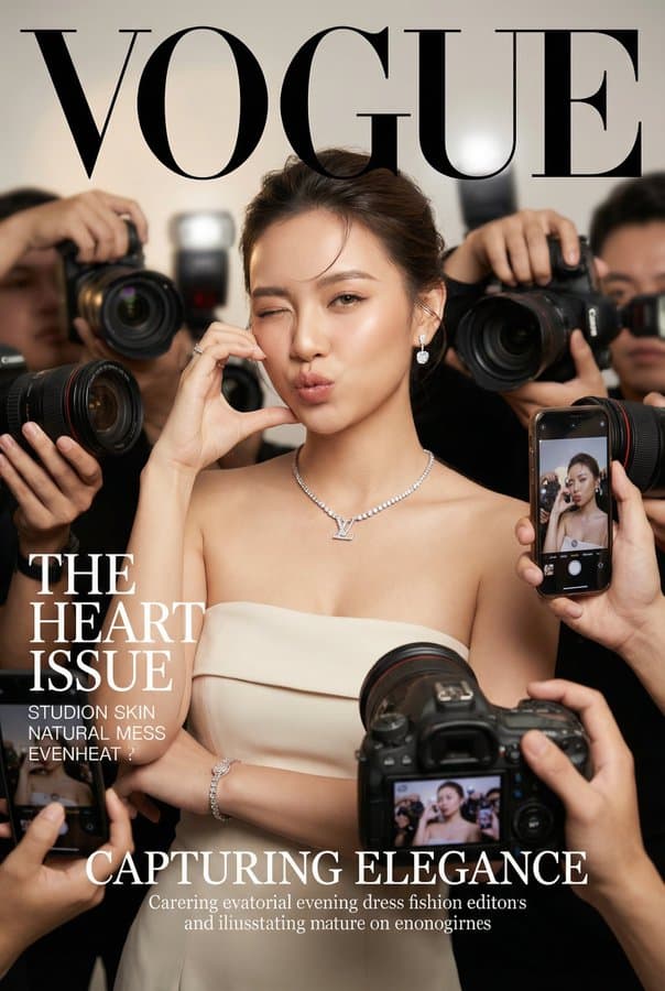 Realistisches Modeporträt im Stil eines Vogue-Magazin-Covers