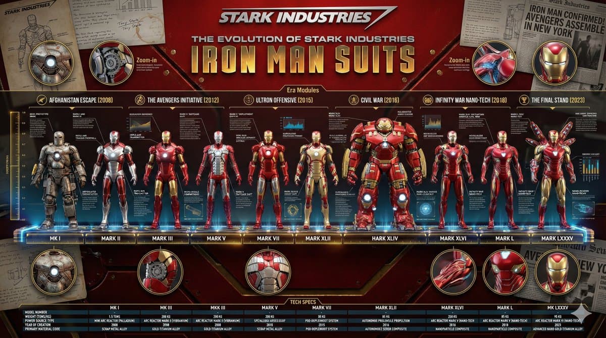 تطور دروع Iron Man الخاصة بـ Stark Industries