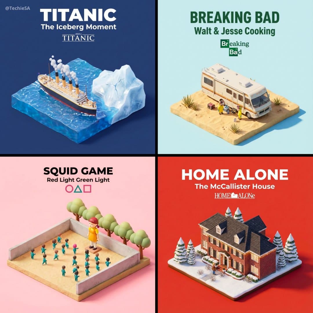 Scènes de dessin animé 3D miniatures — Generated result