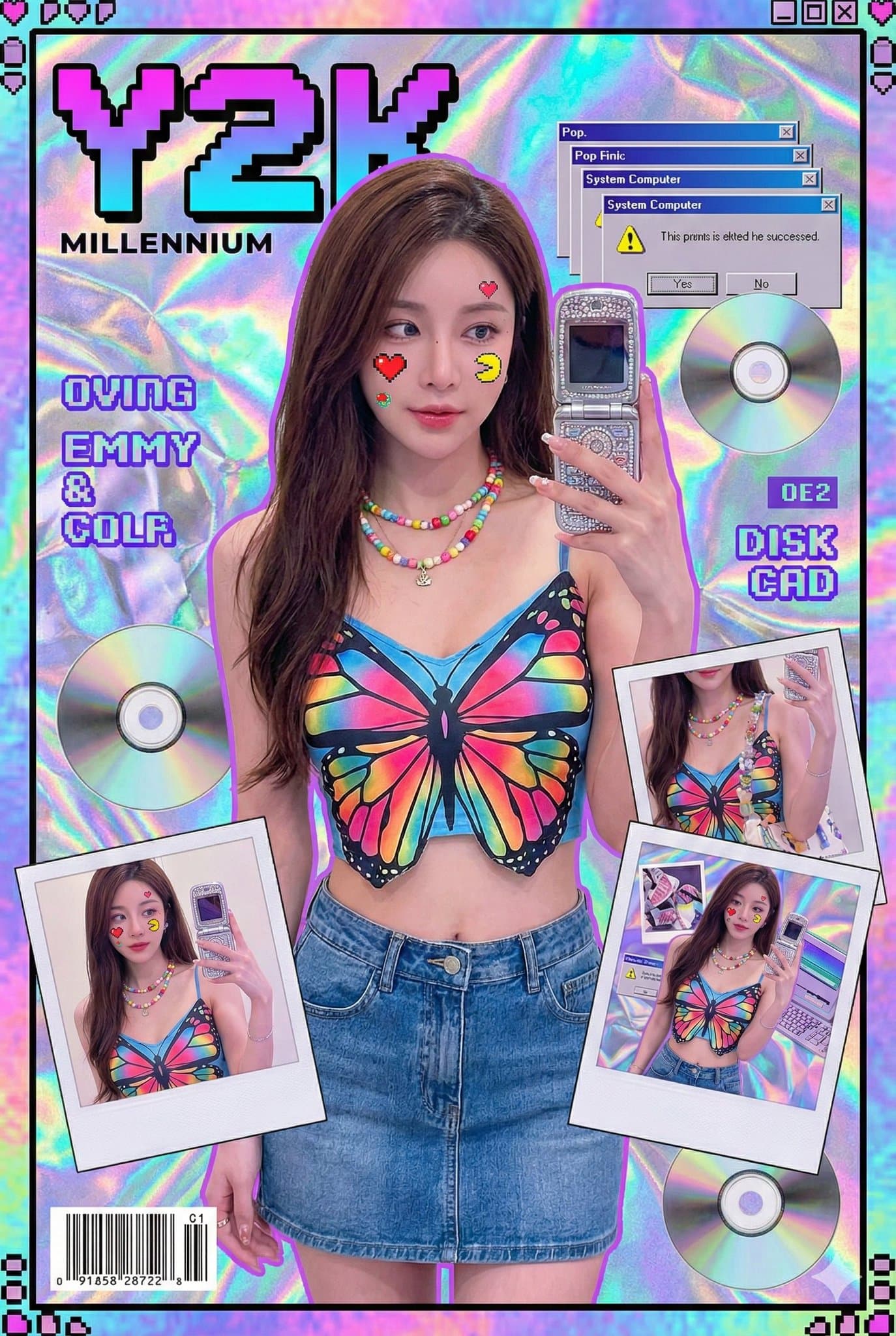 สไตล์พิกเซลเรโทร Y2K Millennial Hot Girl — Generated result