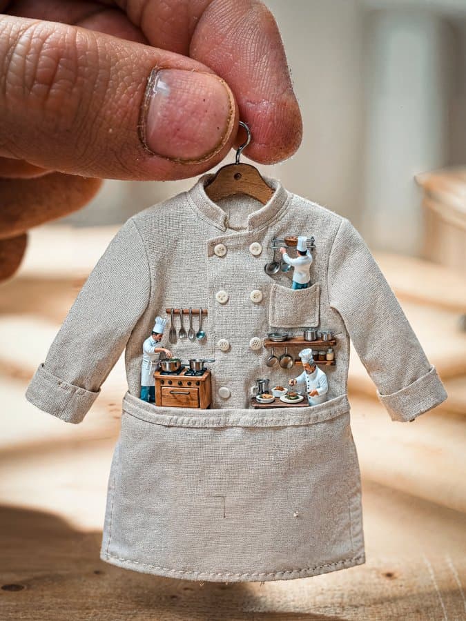 Extrem detailliertes Miniatur-Kochoutfit