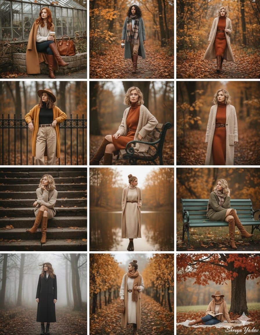 Autumn Fashion Collage with 12 Independent Photos — Generated result