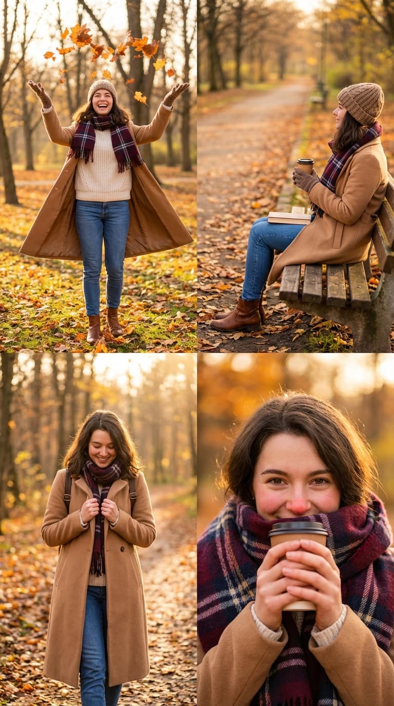 Collage aus vier modischen Lifestyle-Szenen