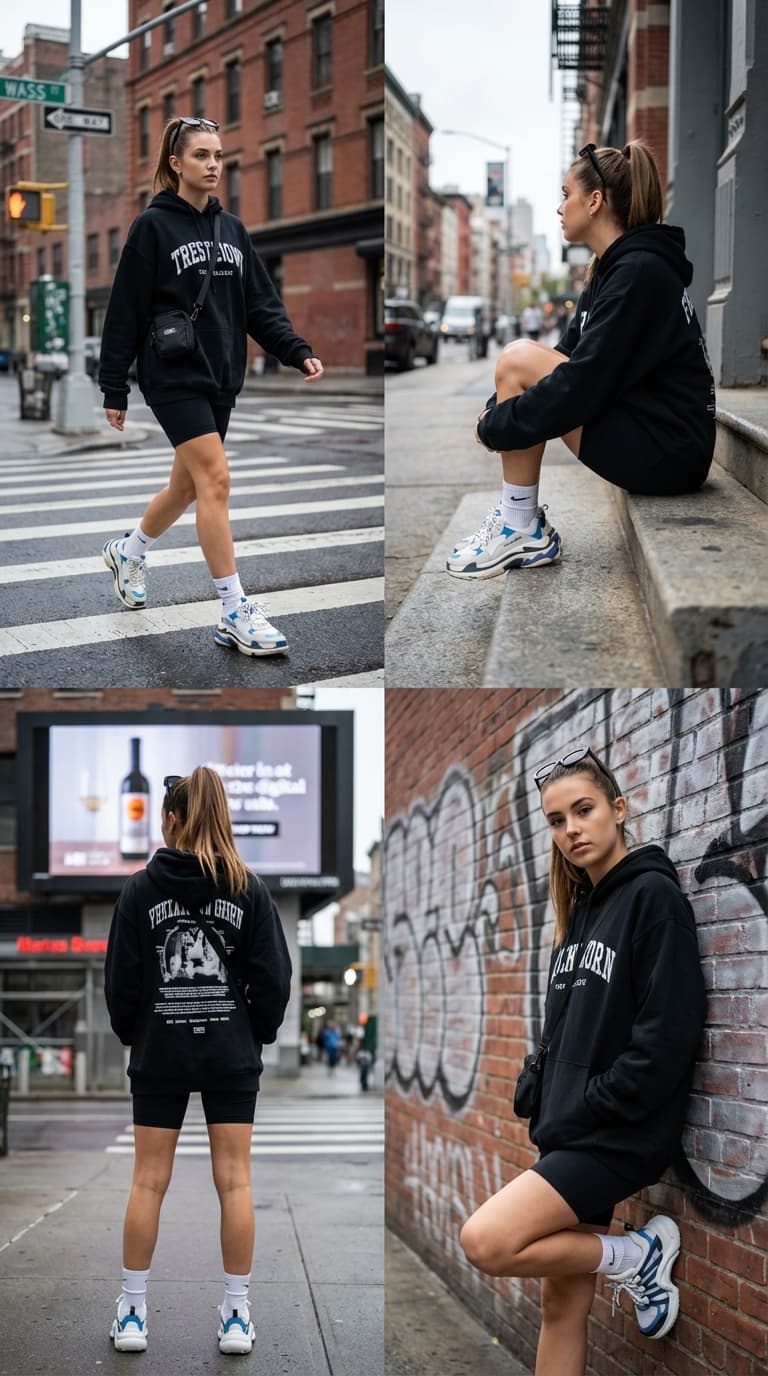 Collage-Szene im Mode-Lifestyle mit vier Frauen