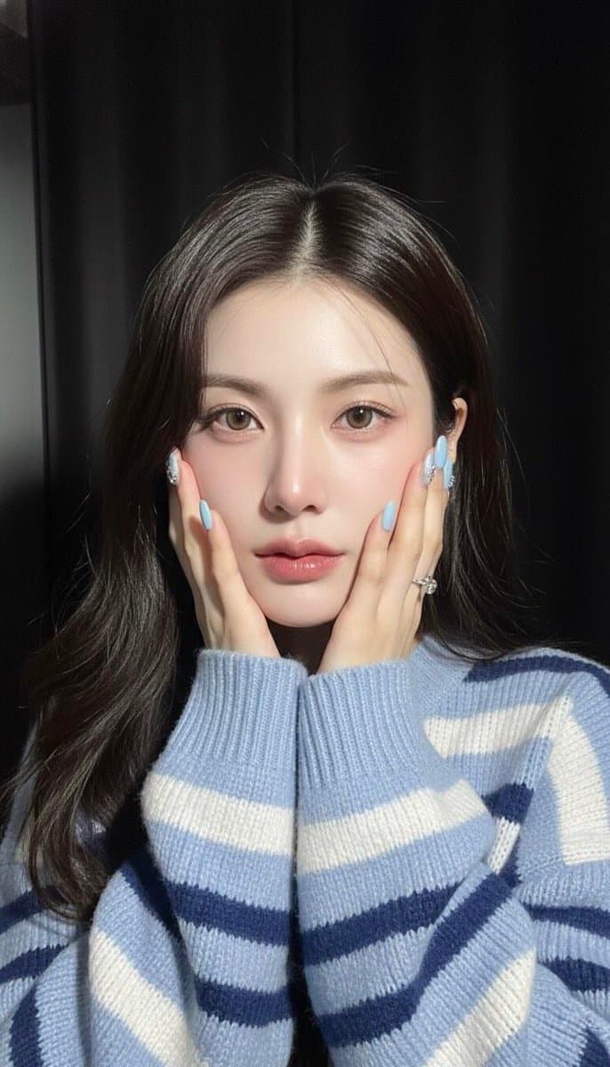 Selfie Close-up Realistis Seorang Perempuan Muda