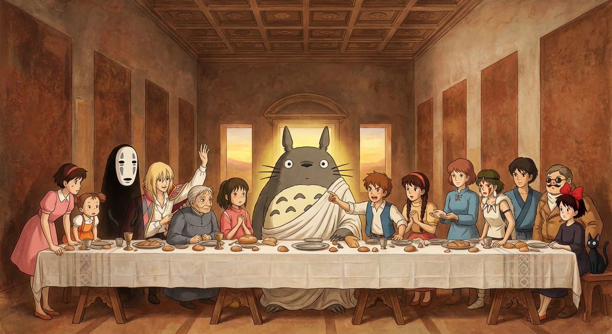 Miyazaki-Charaktere im Letzten Abendmahl
