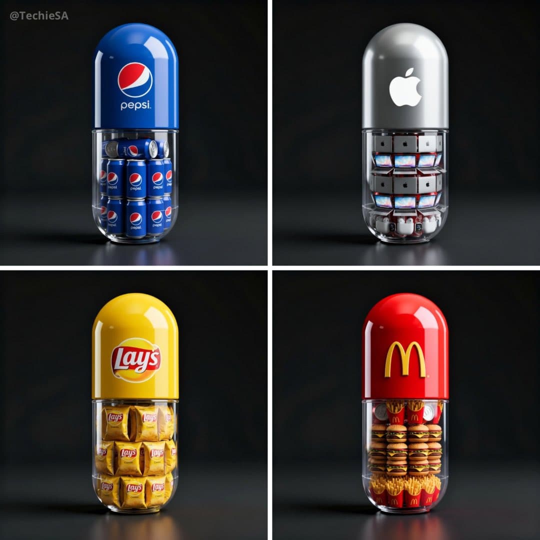 تصيير Branding ثلاثي الأبعاد لحاوية كبيرة على شكل كبسولة — Generated result