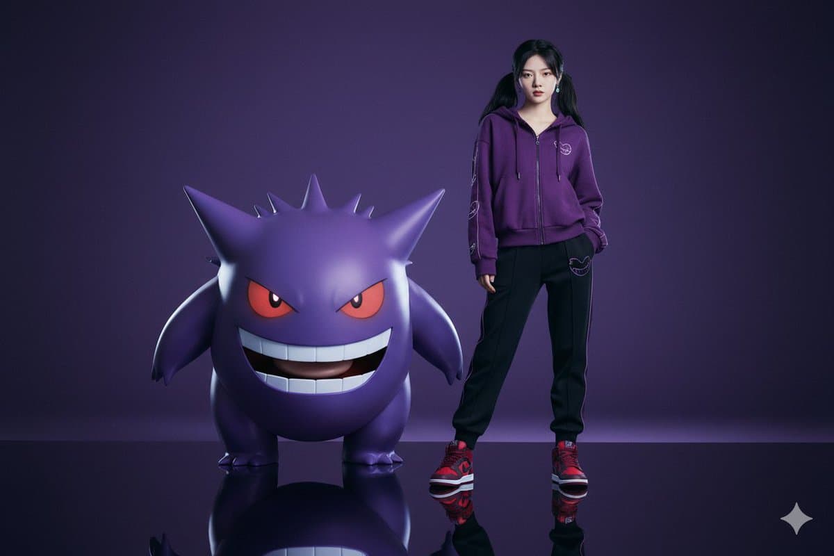 Person und riesiges Gengar