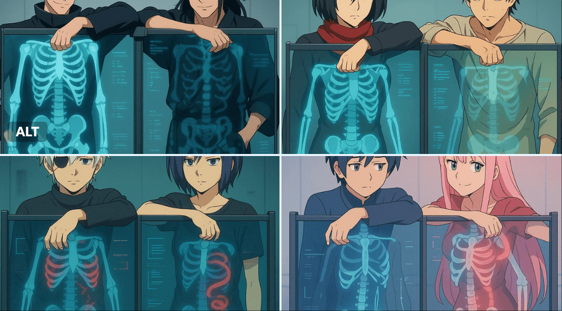 Hinter einem transparenten Röntgen-Scan-Panel