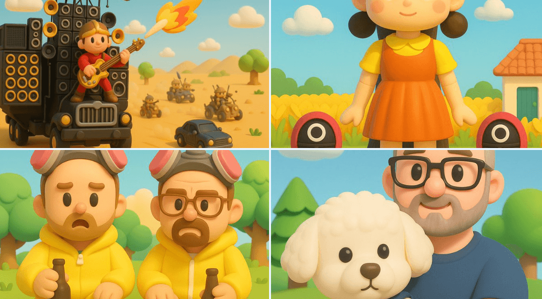 Nintendo-inspirierte 3D-Cartoon-Illustration