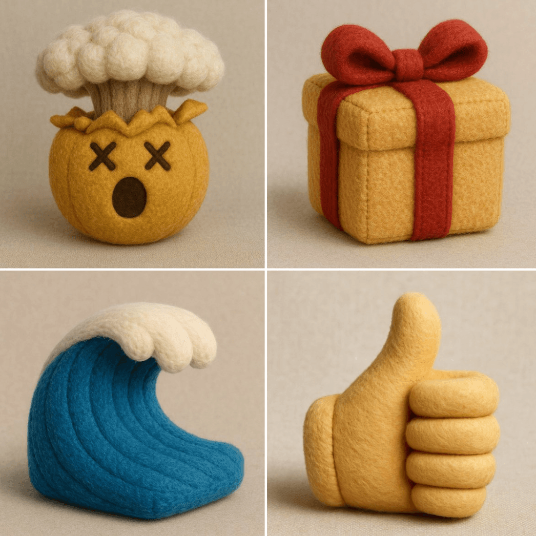 Emojis in Plüschform — Generated result