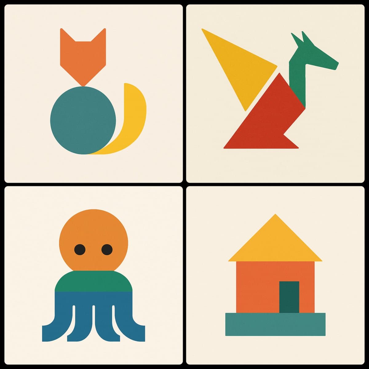 Três Formas e Três Cores — Generated result