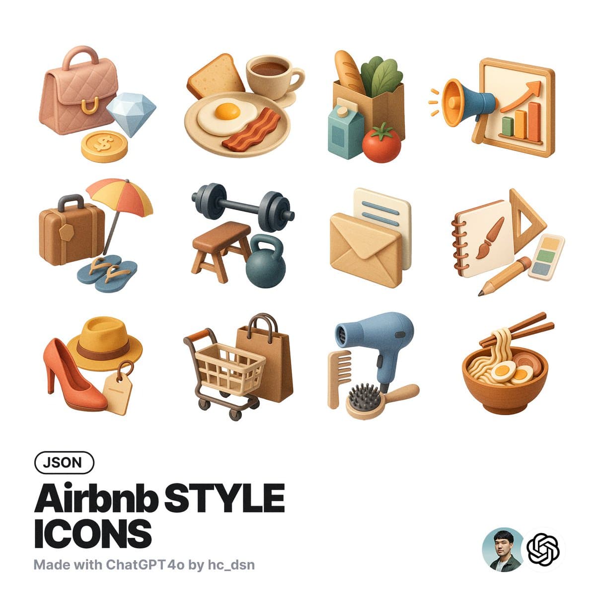 ไอคอนสไตล์ Airbnb — Generated result
