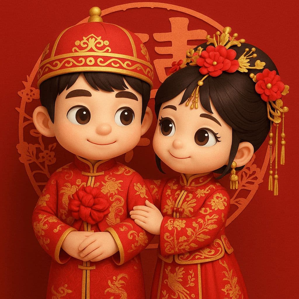 3D Q版中式婚礼图 — Generated result