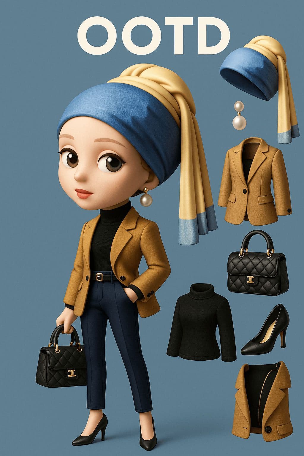 ตัวละครจากภาพวาดชื่อดัง OOTD — Generated result